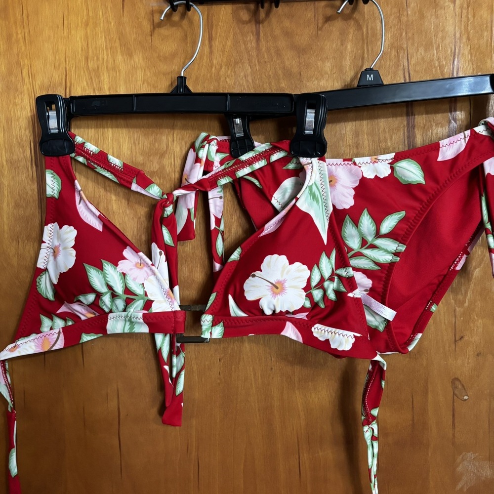 Aeropostale Bikini Women Size M Ted Floral Ties Two Piece